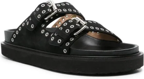 ISABEL MARANT Lennya eyelet-embellished sandals Black