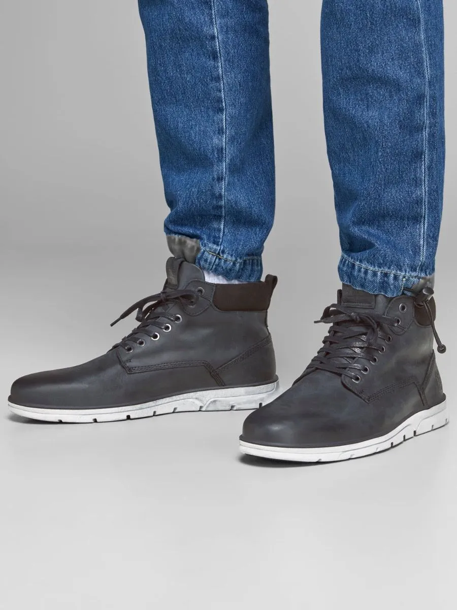 Jack & Jones Tubar Leather Boots Anthracite