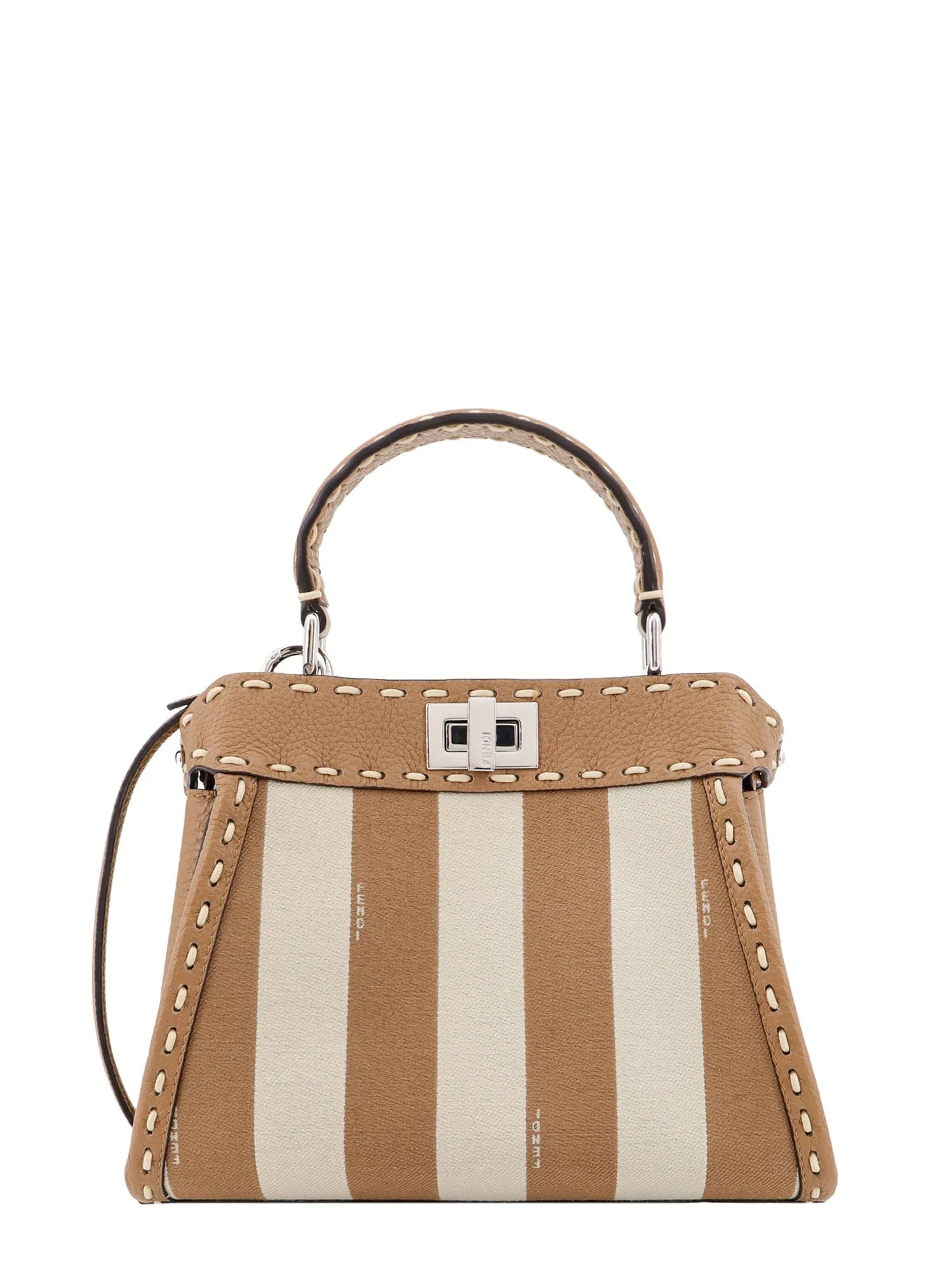 Jacquard fabric handbag with Pequin striped motif