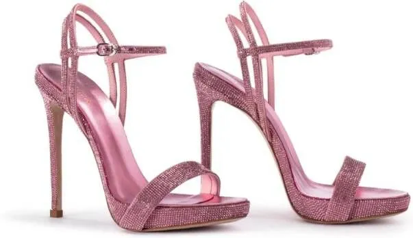 Le Silla Gwen 120mm crystal sandals Pink