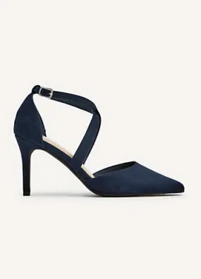 Linzi Runway Navy Faux Suede Stiletto Court Heels