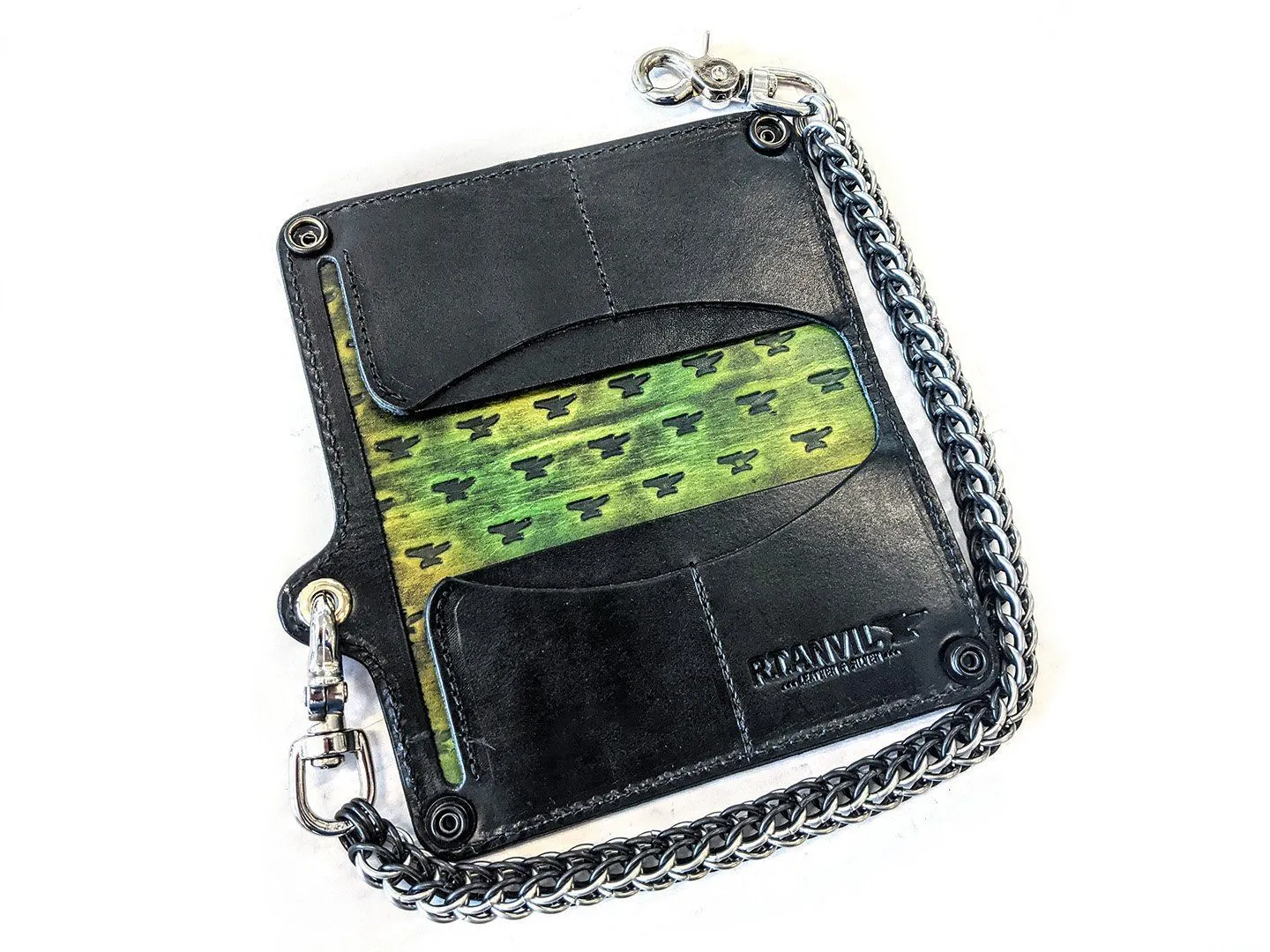 Long Biker Leather Chain Wallet - Radioactive