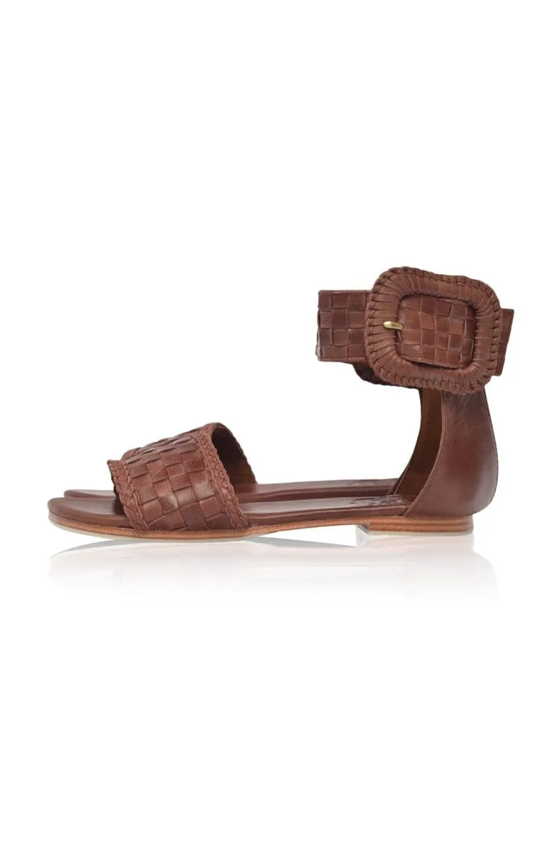 Madagascar Woven Leather Sandals in Vintage Brown