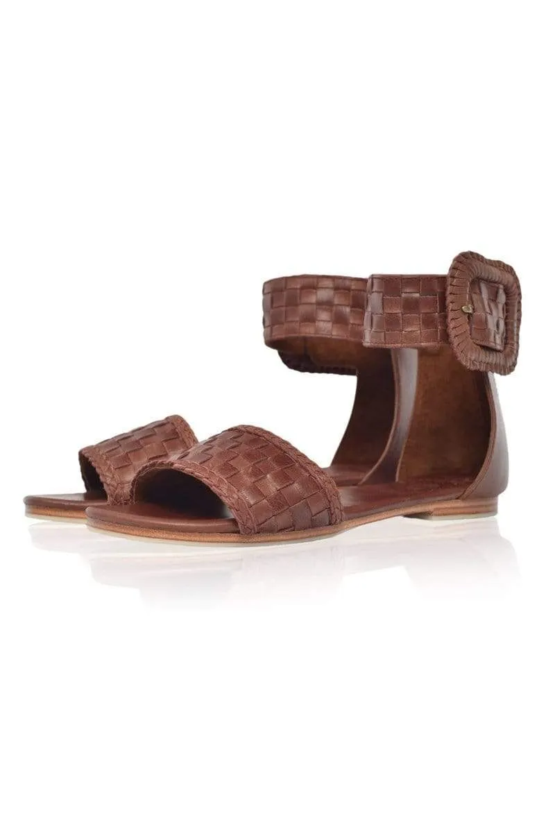 Madagascar Woven Leather Sandals in Vintage Brown