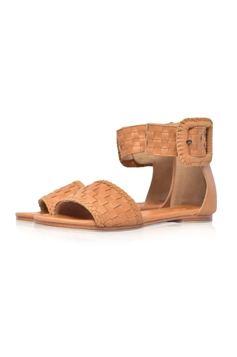 Madagascar Woven Leather Sandals in Vintage Brown