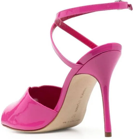 Manolo Blahnik Hourani 110mm patent-finish sandals Pink