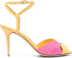 Manolo Blahnik Mumbi 95mm snakeskin-effect leather sandals Yellow