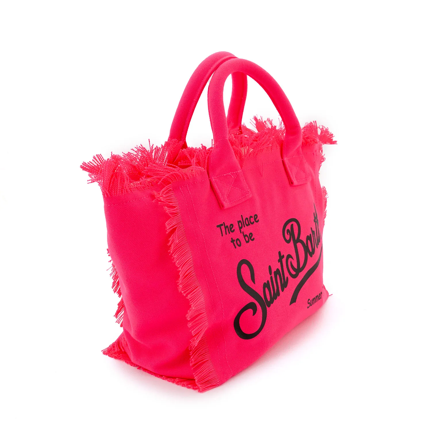 Mc2 Saint Barth Fluo Pink Mini Colette Handbag With Black Logos