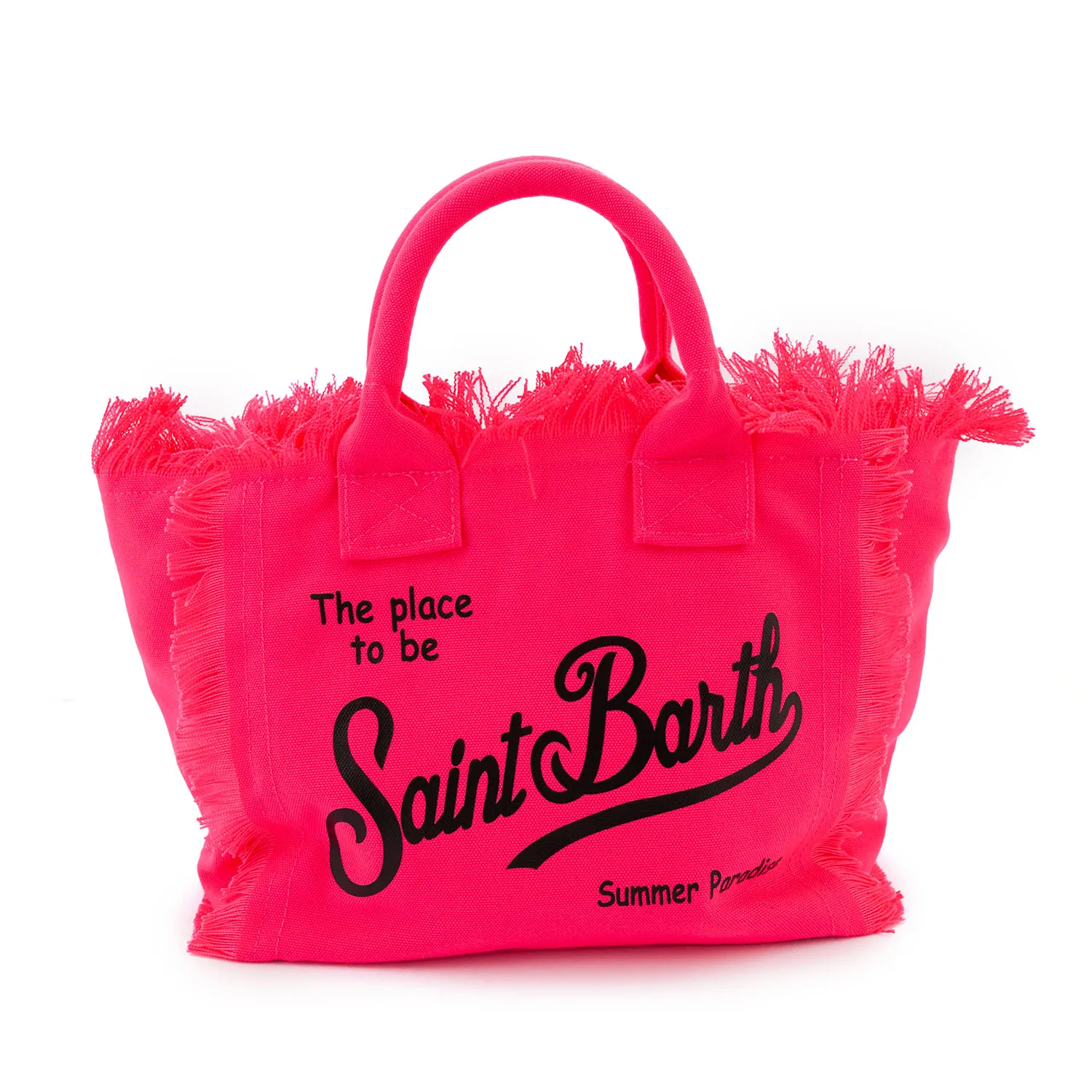 Mc2 Saint Barth Fluo Pink Mini Colette Handbag With Black Logos