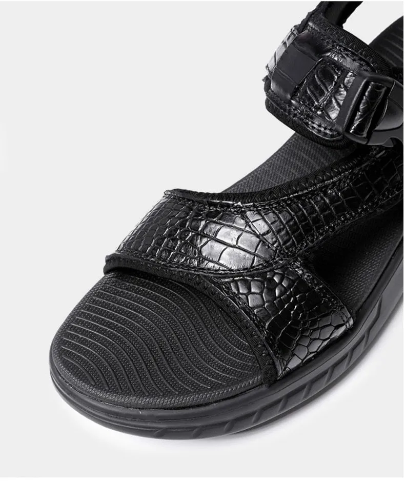 Men's Authentic Alligator Leather Leisure Casual Hook Loop Sandals