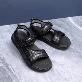 Men's Authentic Alligator Leather Leisure Casual Hook Loop Sandals