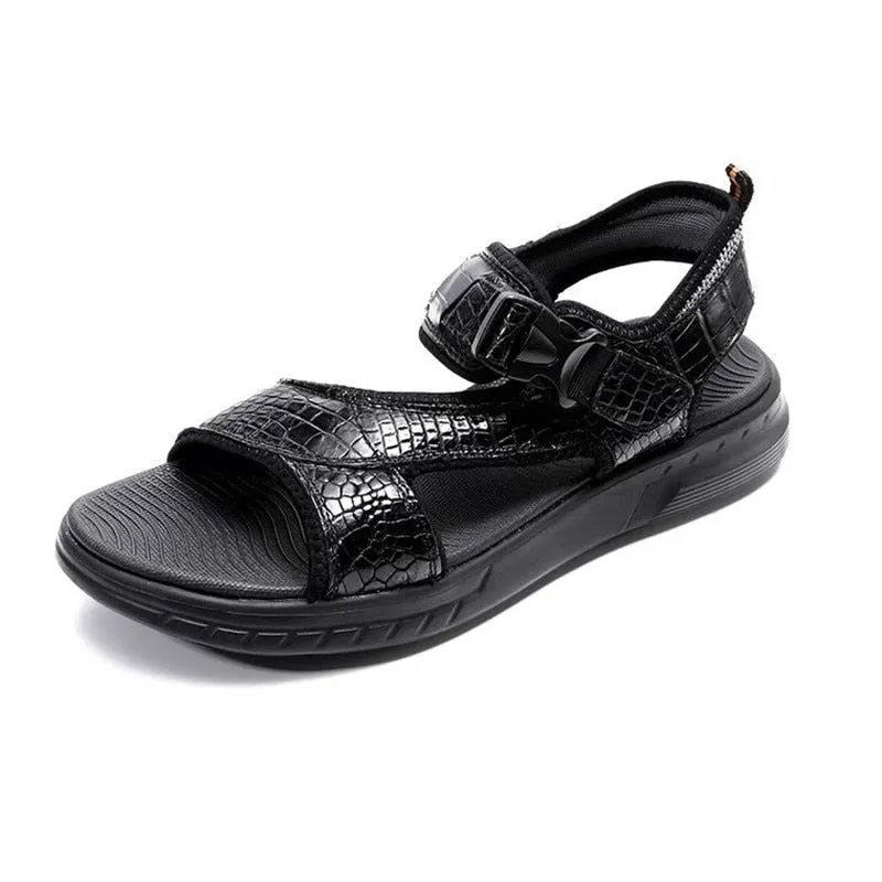 Men's Authentic Alligator Leather Leisure Casual Hook Loop Sandals