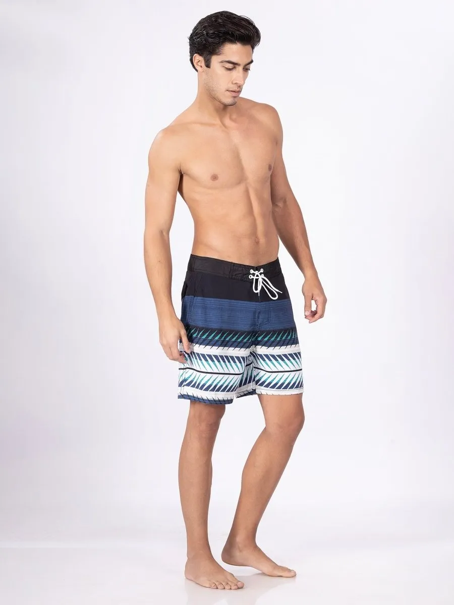 Mid-Rise Black Quick Dry Swim Shorts Men