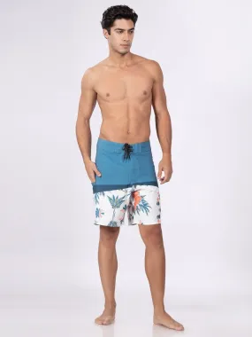 Mid-Rise Blue Quick Dry Swim Shorts Men