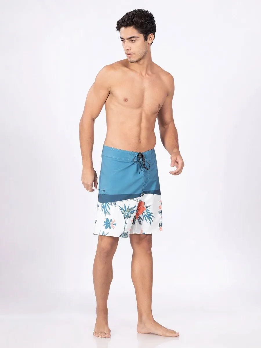 Mid-Rise Blue Quick Dry Swim Shorts Men