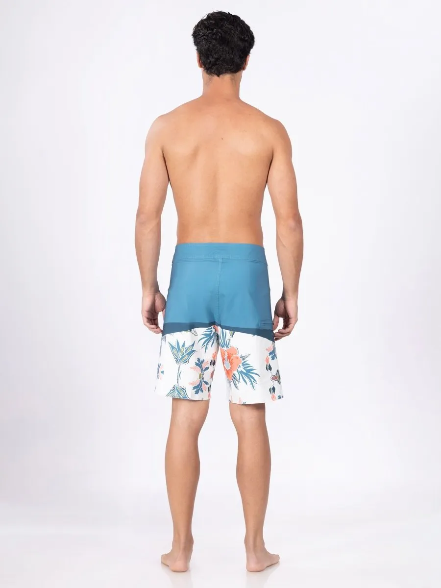 Mid-Rise Blue Quick Dry Swim Shorts Men