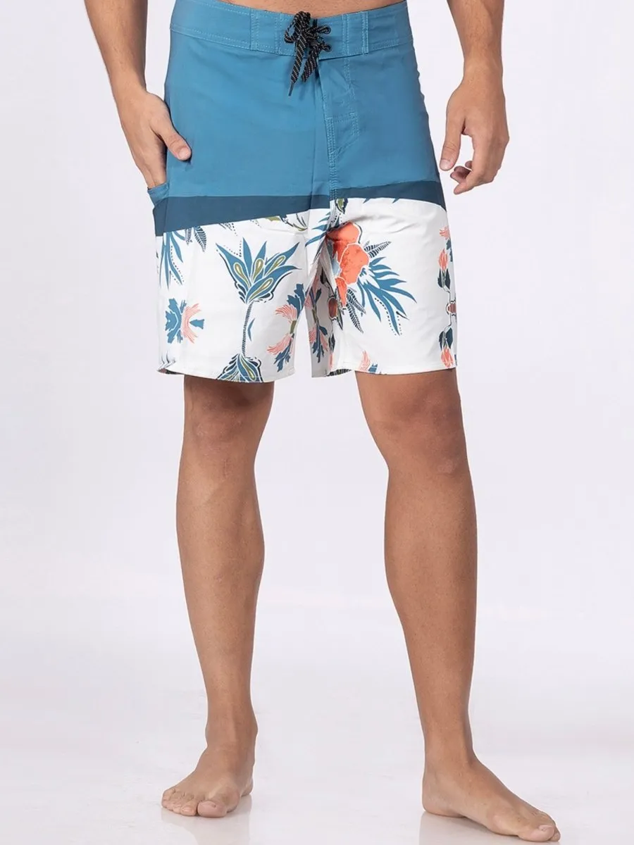 Mid-Rise Blue Quick Dry Swim Shorts Men