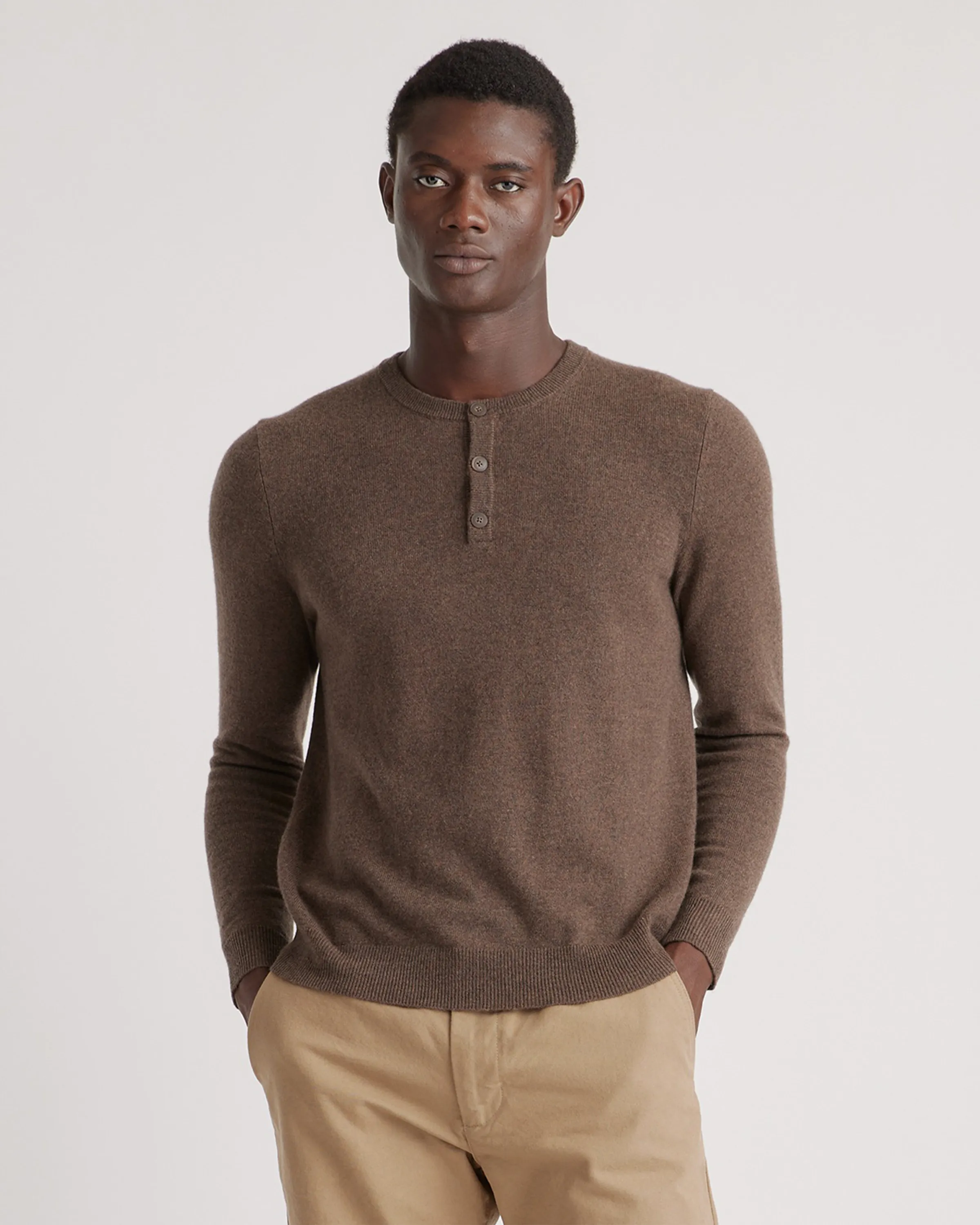 Mongolian Cashmere Henley Sweater