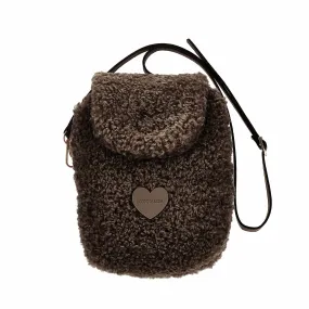 Monnalisa Brown Monnalisa Plush Handbag With Shoulder Strap