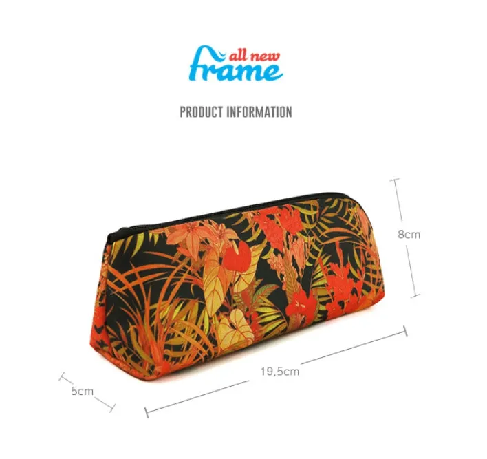 Orange Red Tropical Flowers Graphic Pencil Cases Flowers Stationery Zipper School 19cm Office Cosmetics Pouches Artists Designer