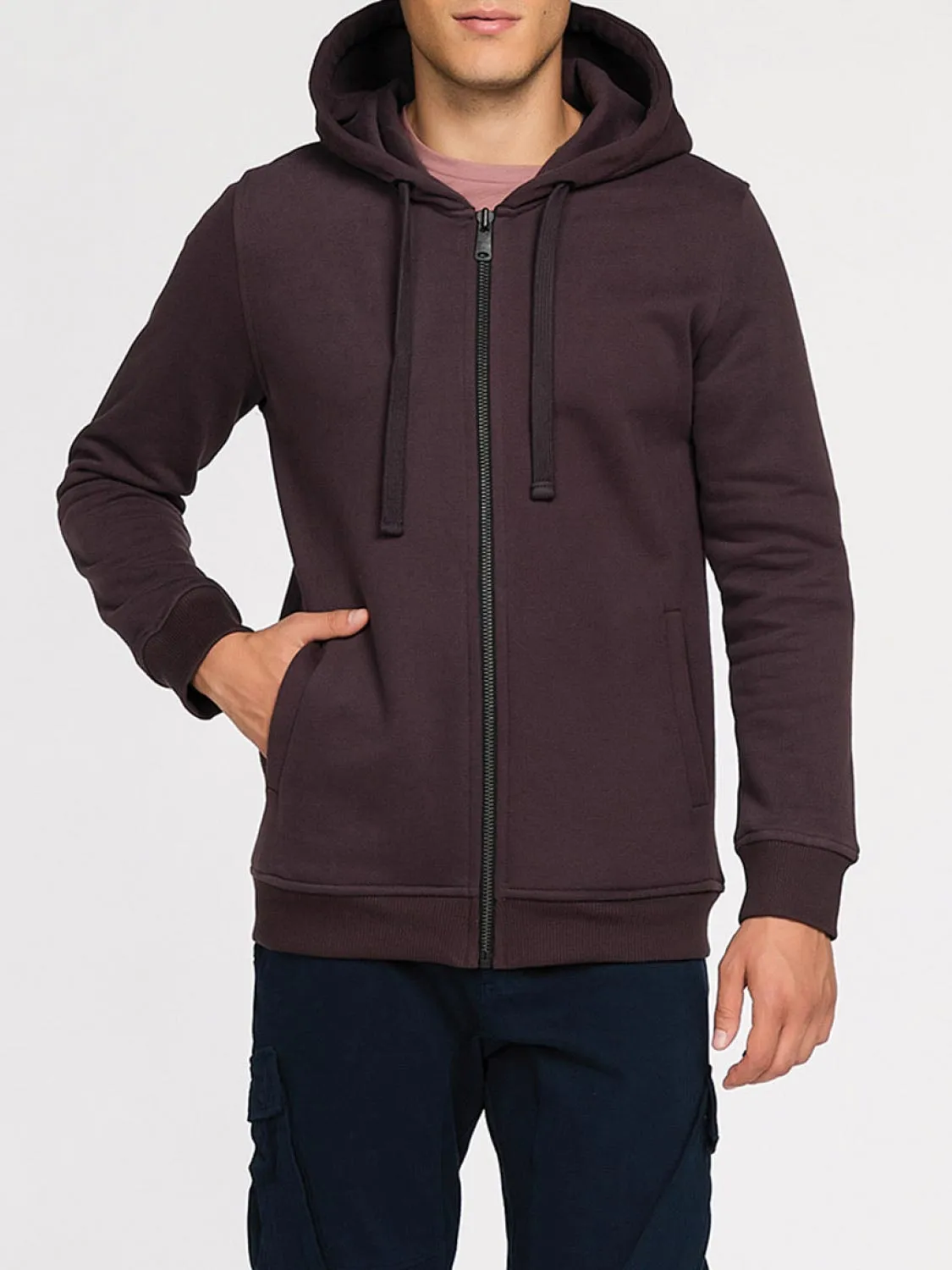 Organic Cotton Zip Up Hoodie Burgundy