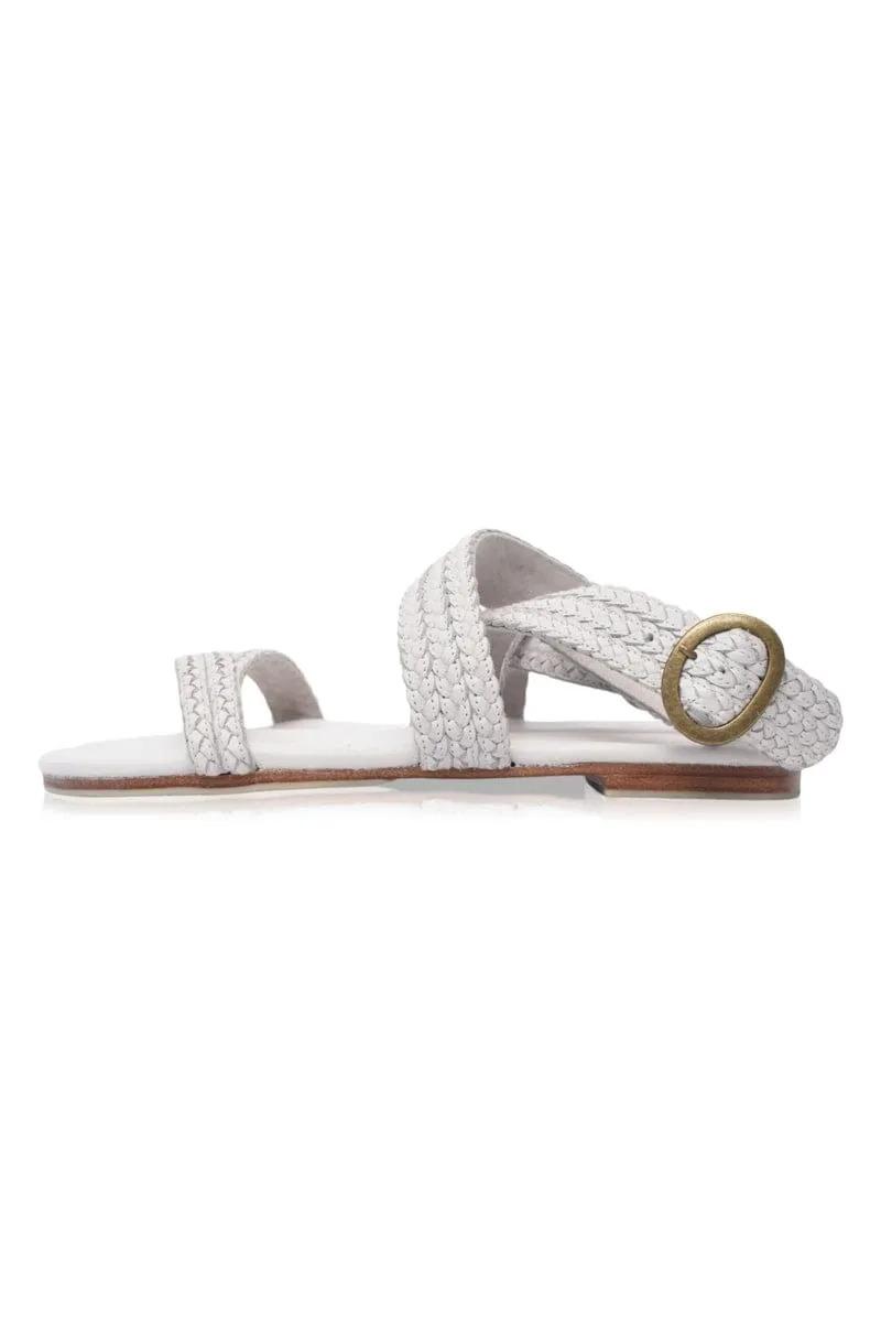 Orra Greek Leather Sandals in Pure White