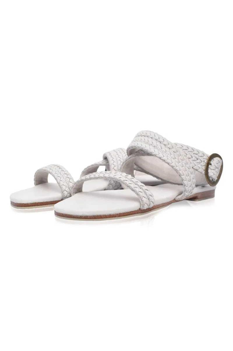 Orra Greek Leather Sandals in Pure White