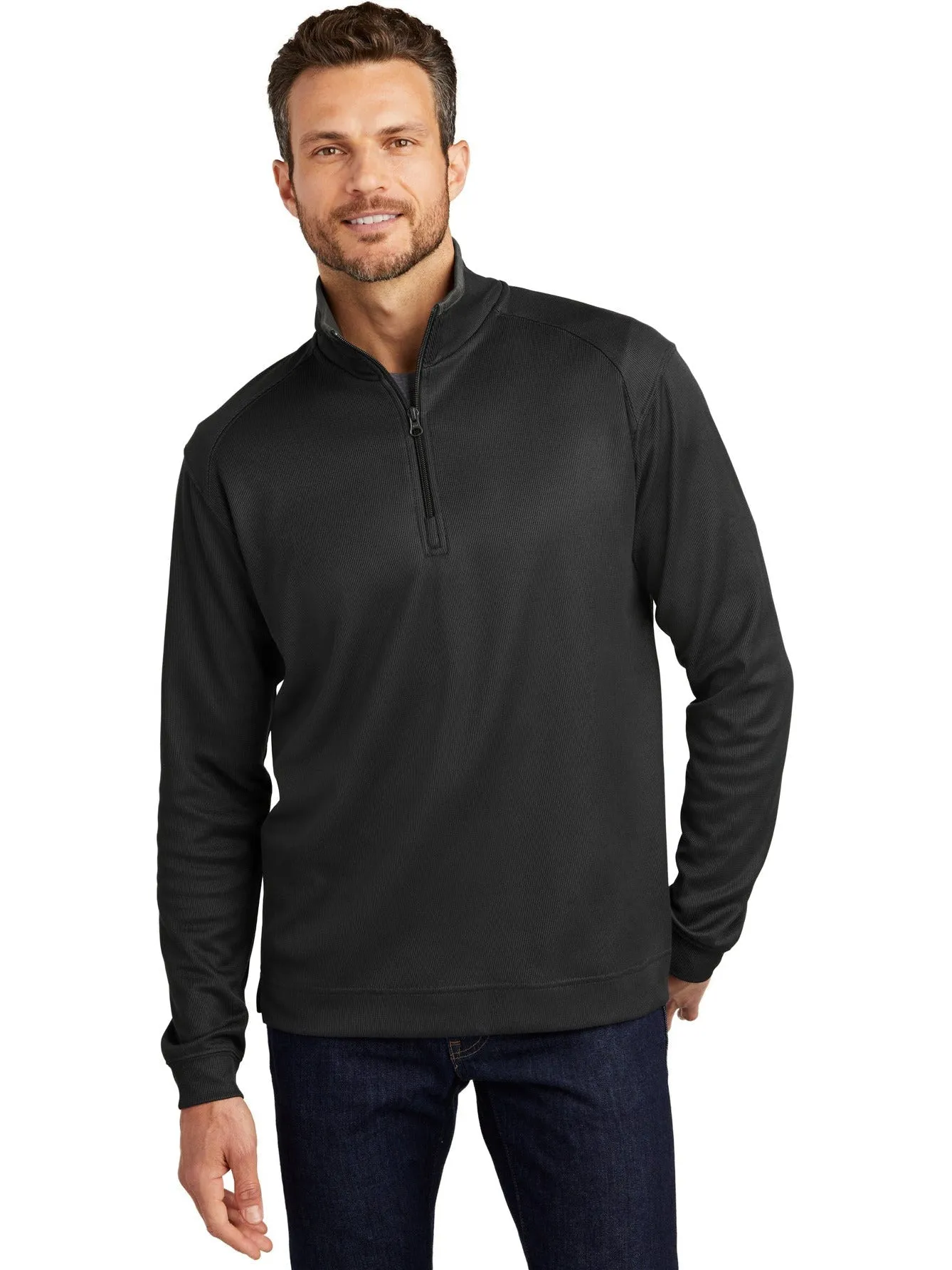 OUTLET-Port Authority Heavyweight Vertical Texture 1/4 Zip Pullover