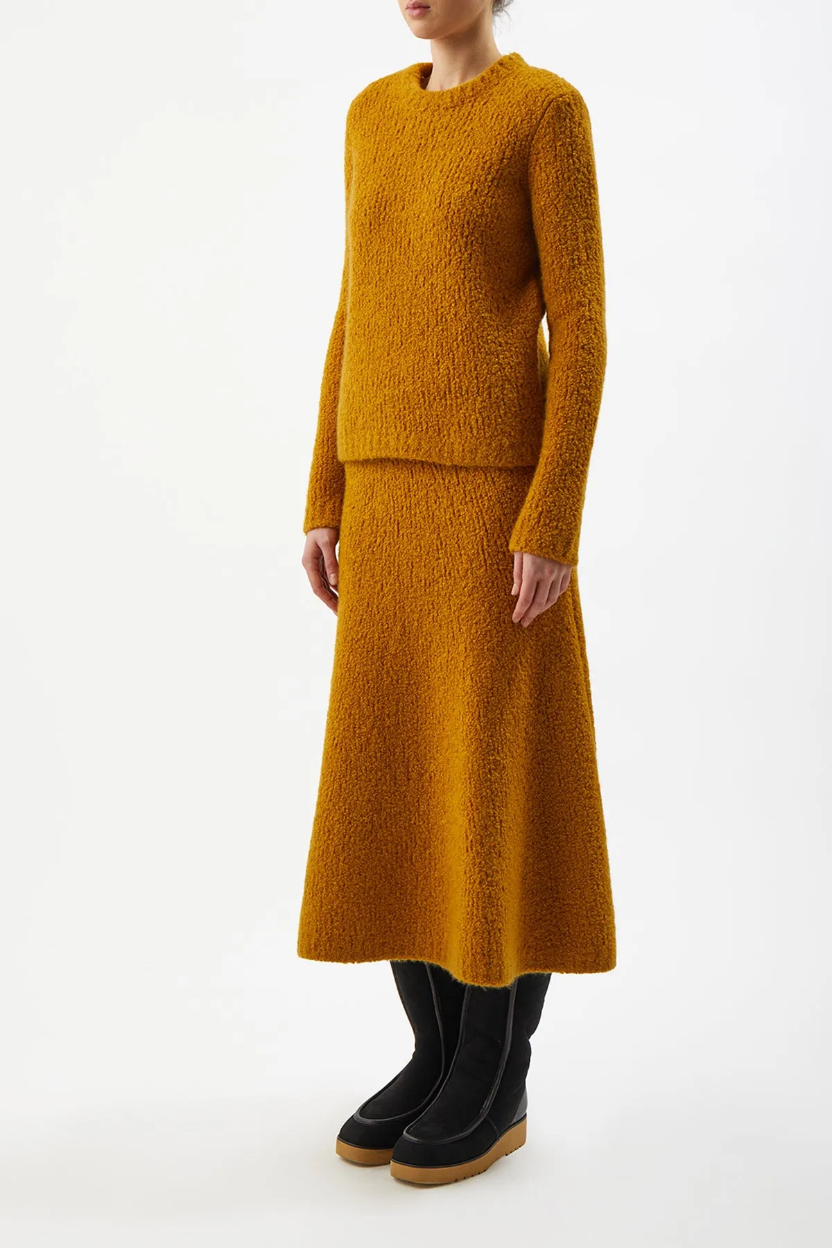 Philippe Knit Sweater in Saffron Cashmere Boucle