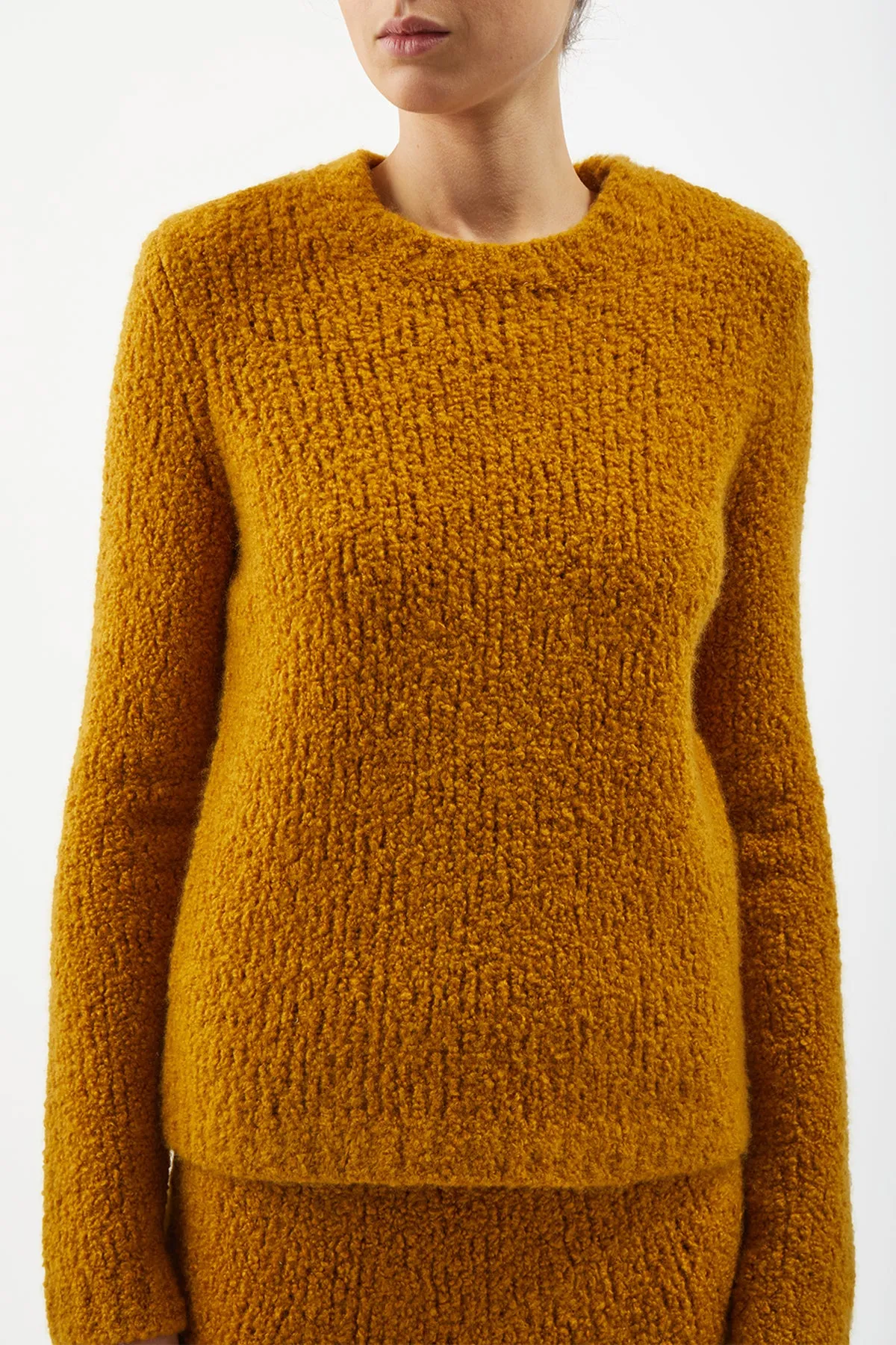 Philippe Knit Sweater in Saffron Cashmere Boucle