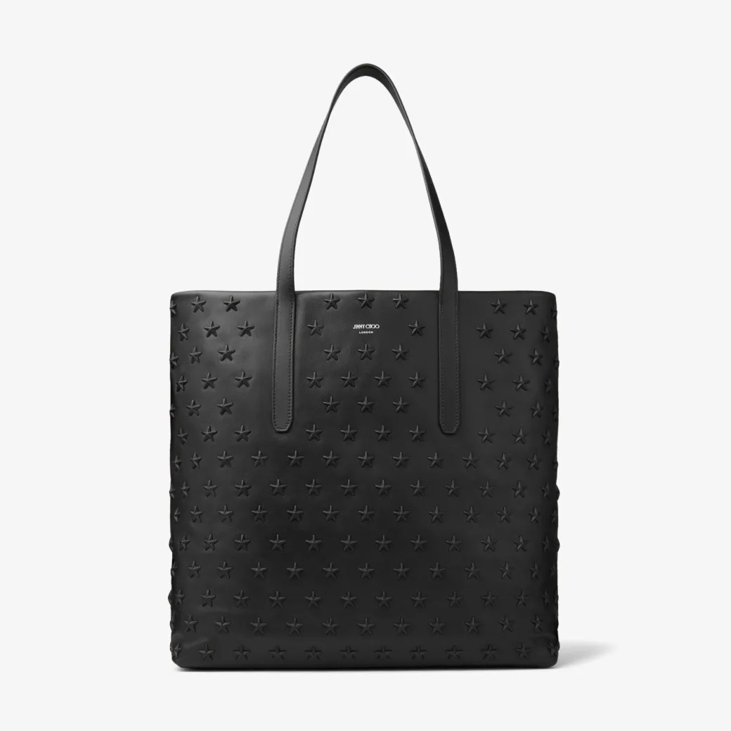 Pimlico/S N/S Black Leather Tote Bag with Stars