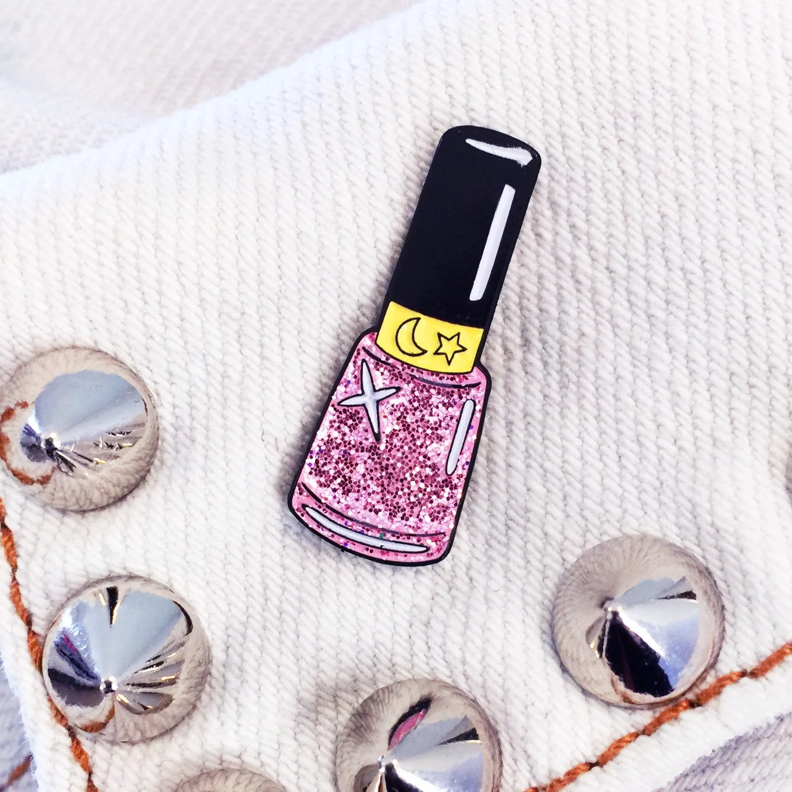 Pink Moon Sparkle Nail Polish Pin