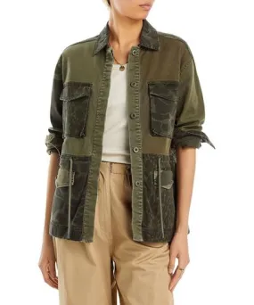 Rails Evan Womens Camouflage Collar Denim Jacket