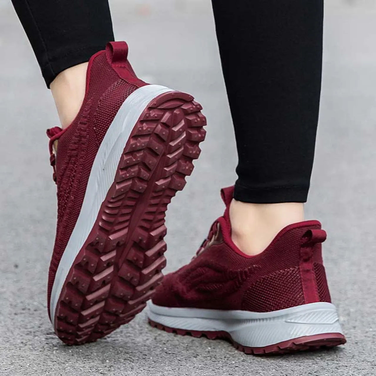 Red weave pattern texture casual shoe sneaker