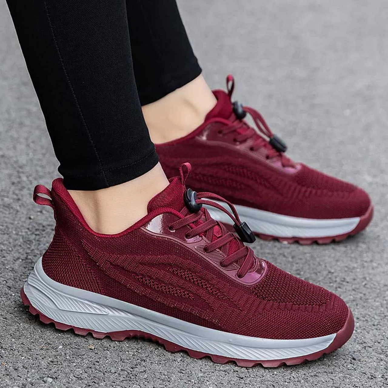 Red weave pattern texture casual shoe sneaker