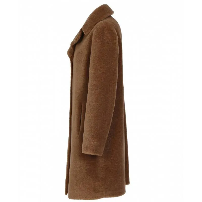 Reversible coat 100% cognac wool “64006”