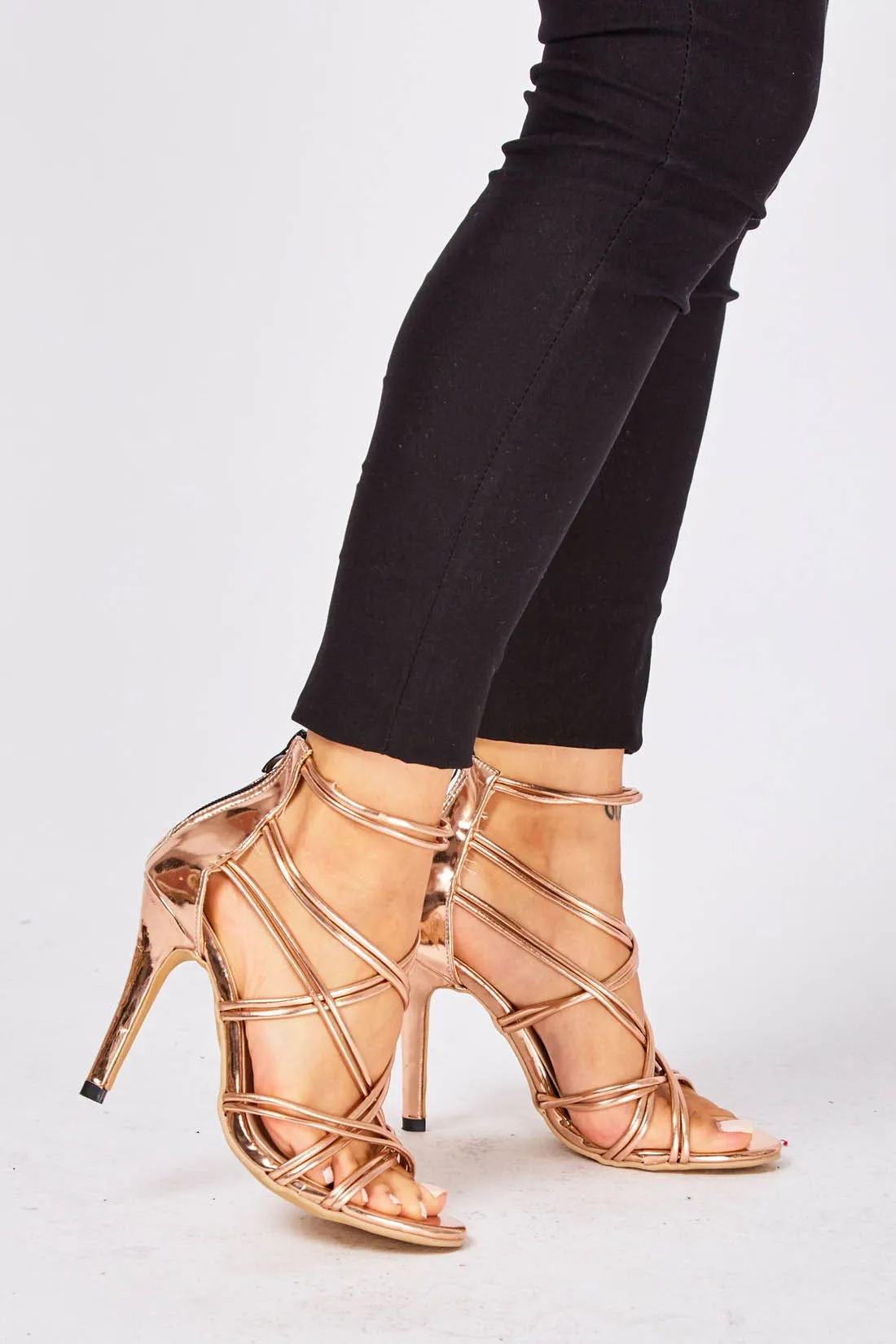 Rose Gold Multi Strap Heels