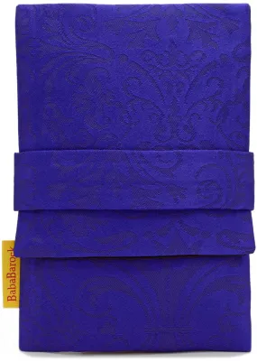 Royal Purple foldover pouch in English silk brocade. Large-format size.