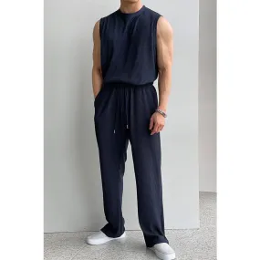 RT No. 9524 PLEATED SLEEVELESS SHIRT & WIDE DRAWSTRING PANTS