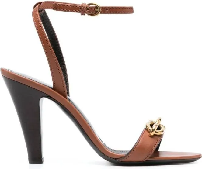 Saint Laurent Le Maillon leather sandals Brown