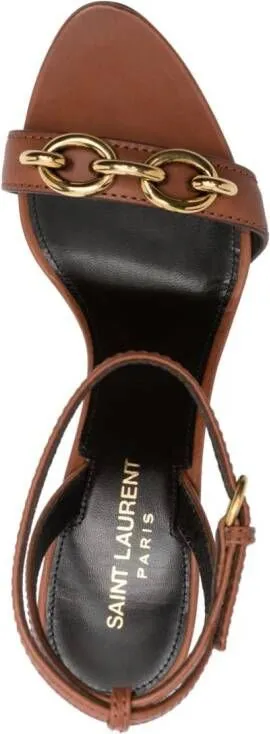 Saint Laurent Le Maillon leather sandals Brown