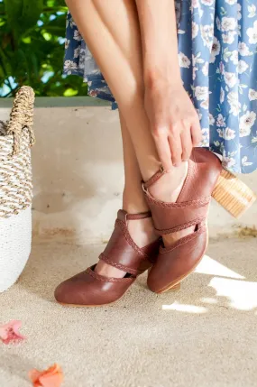 Serenity Leather Heels in Vintage Brown