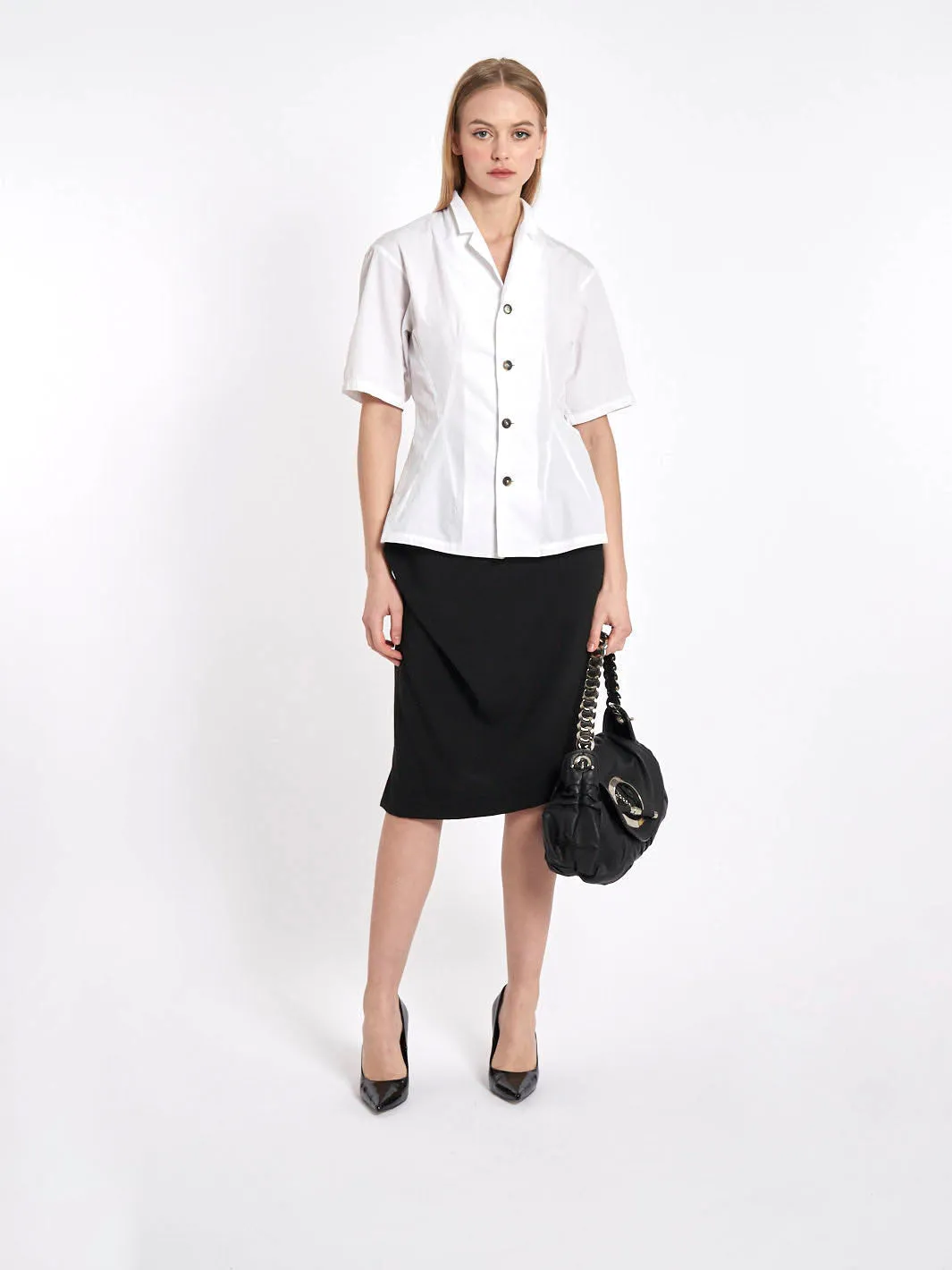 Short sleeves white Y2K Gothic by Yohji Yamamoto blouse