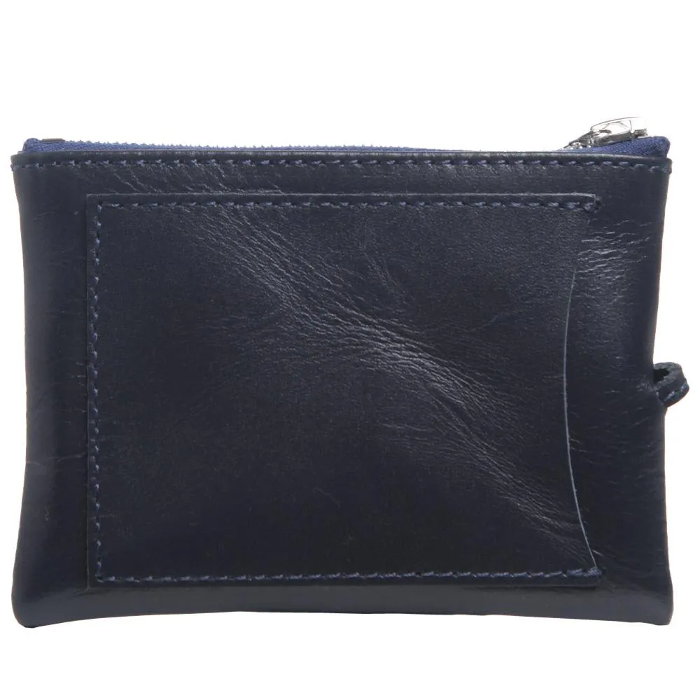 SOPHNET. Small Leather Wallet Navy