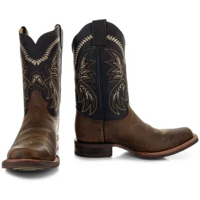 Square Toe Leather Cowboy Boots H4002