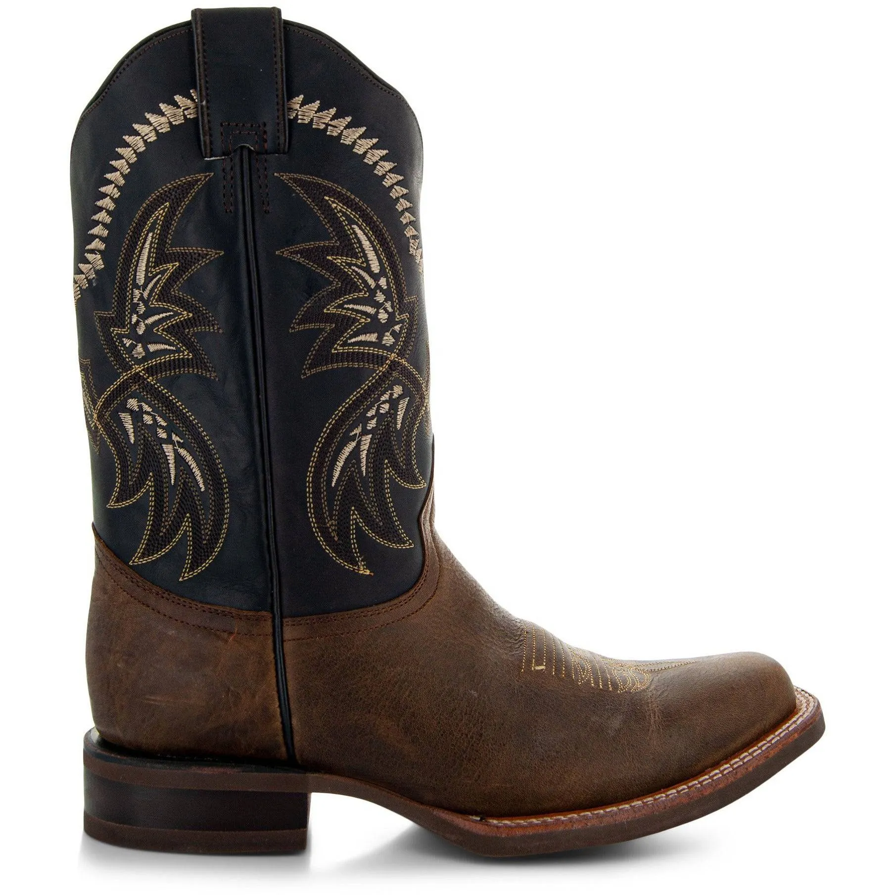 Square Toe Leather Cowboy Boots H4002