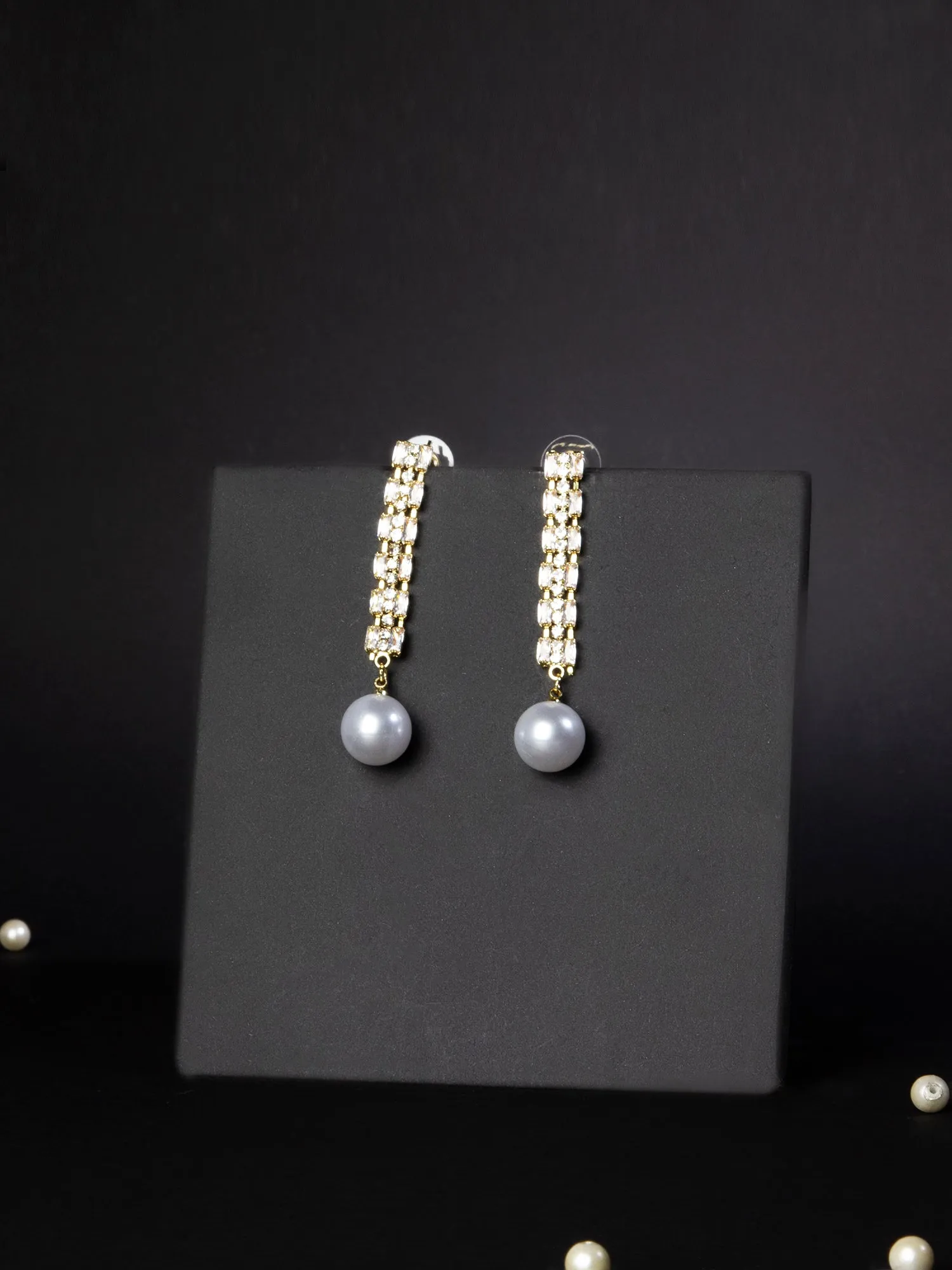 Studded Pearl Drop Earrings