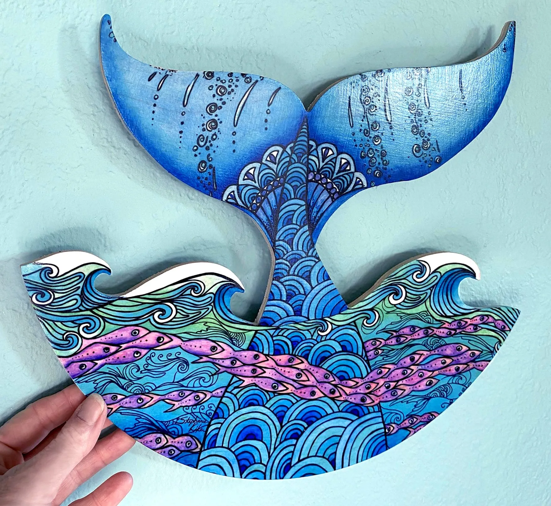 Tails of the Sea Wood Wall Art - Whale Tail Shape