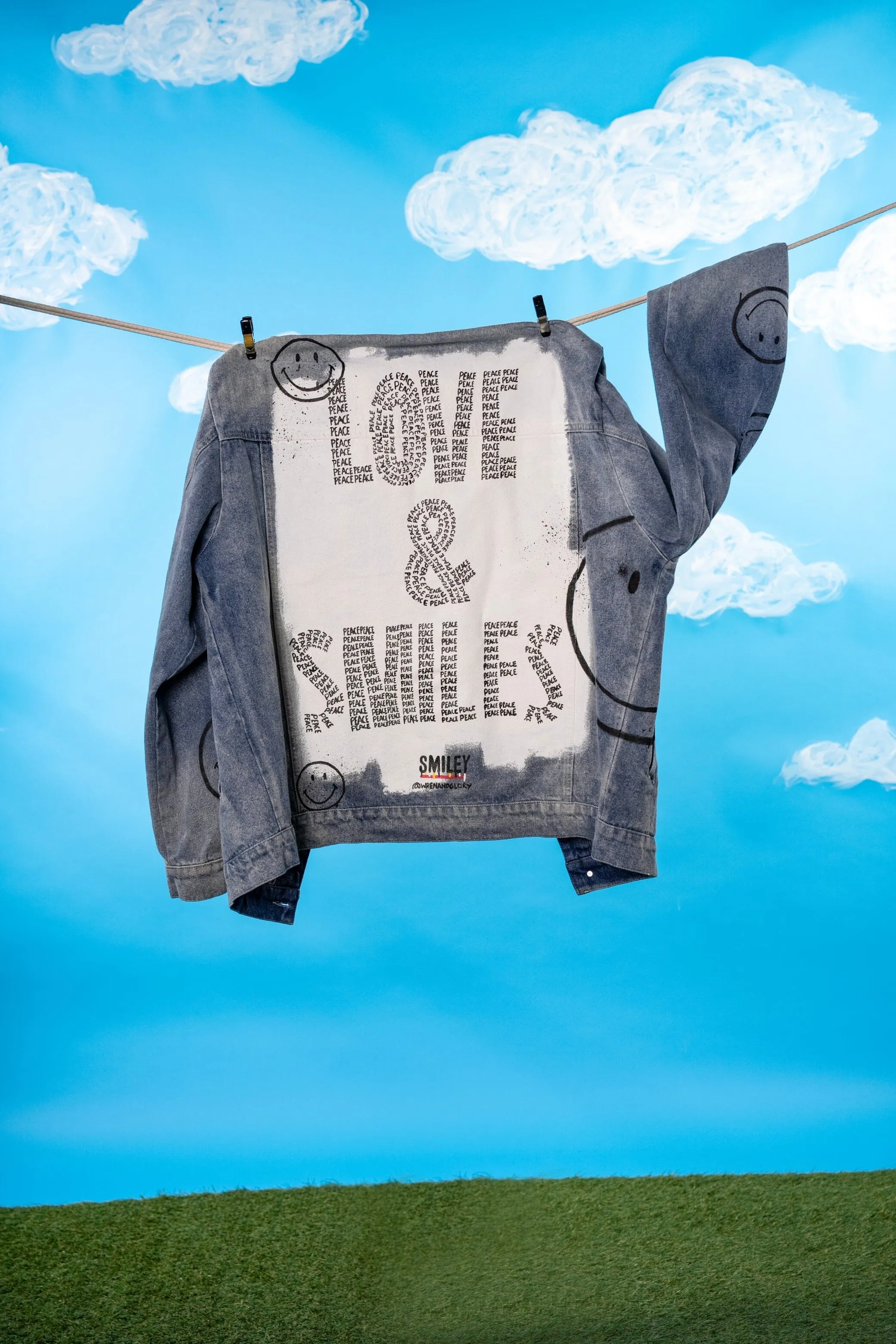 'The Smiley Denim' Painted Jacket