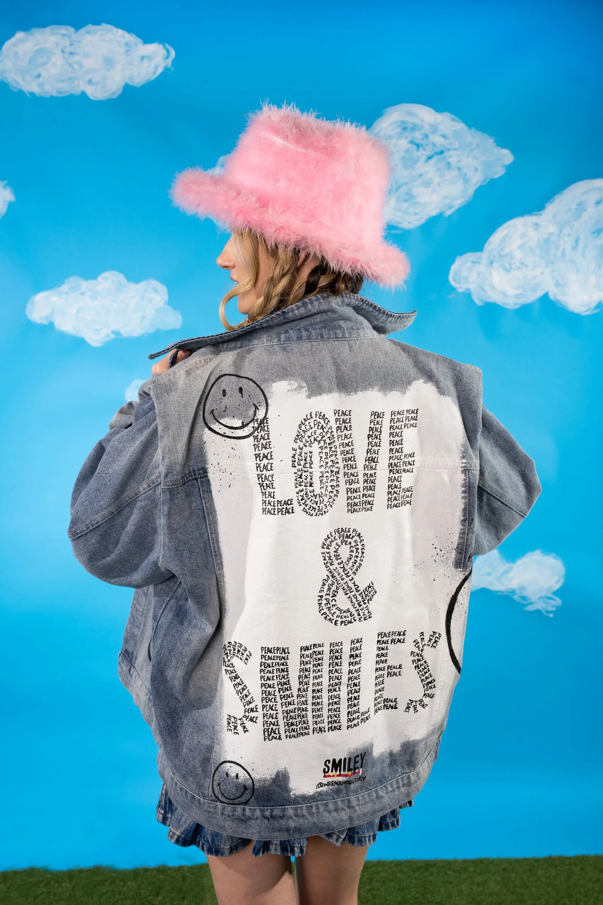 'The Smiley Denim' Painted Jacket